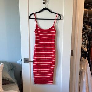 Kookai Striped Red and White Midi Dress